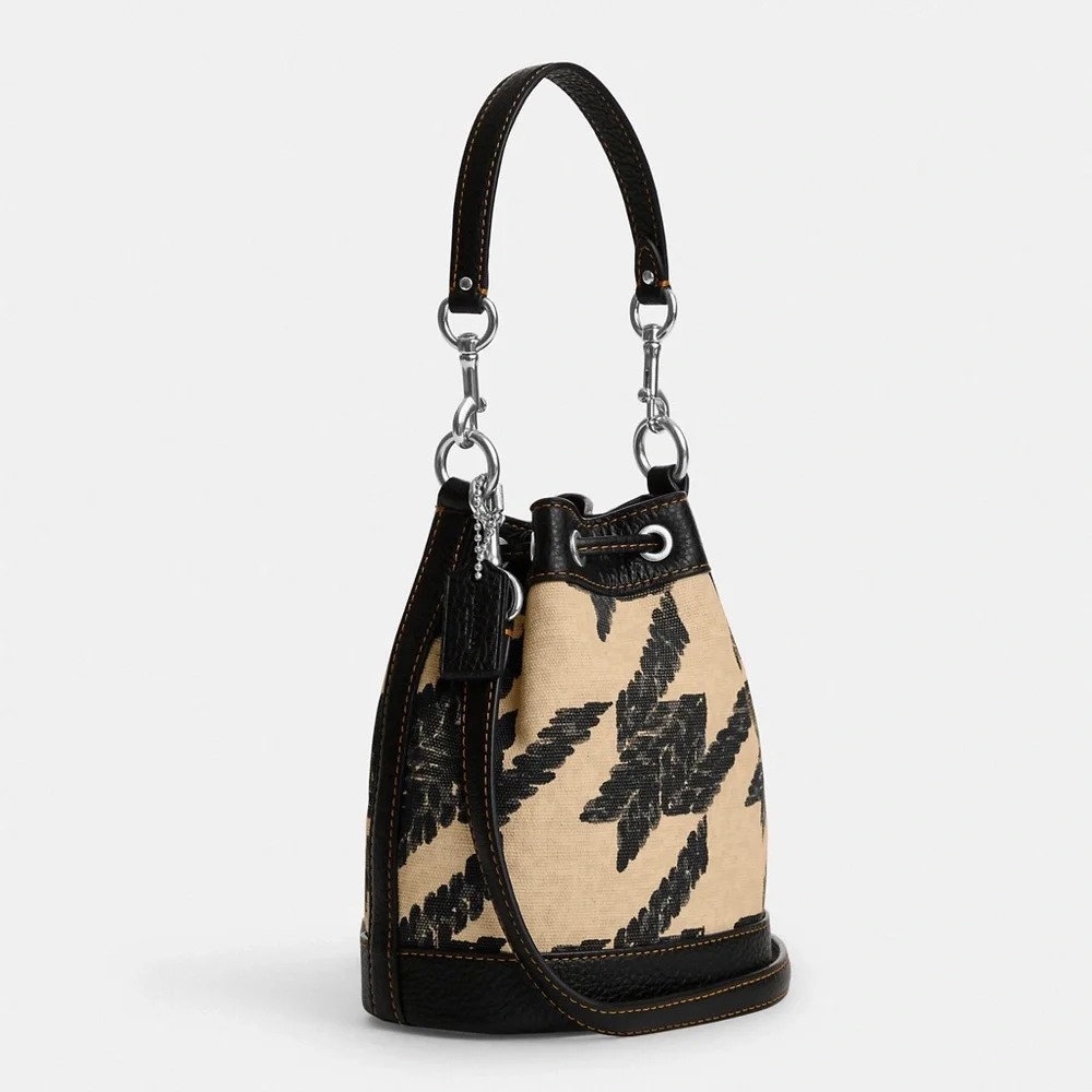 NWT COACH Mini‎ Dempsey Bucket Bag With Houndstooth Print And Patch